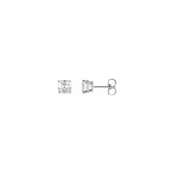 Asscher Cut Diamond Solitaire (1/3 CTW) Friction Back Stud Earrings white (14K) main - Popular Jewelry - New York