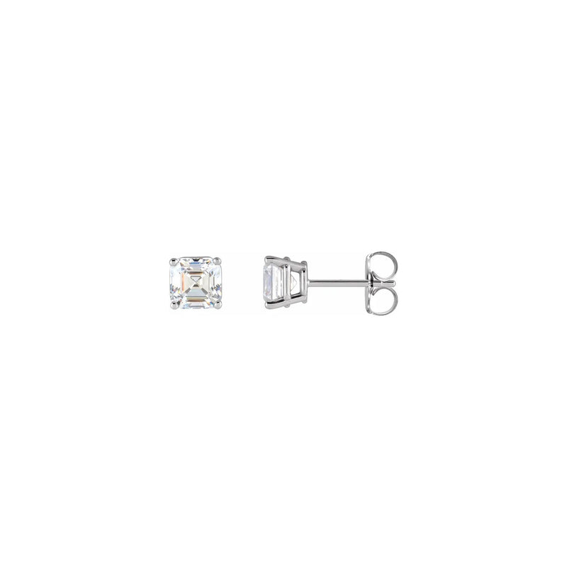 Asscher Cut Diamond Solitaire (1/2 CTW) Friction Back Stud Earrings (14K)