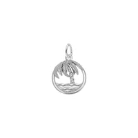 Beach Palm Tree Round Charm hvítur (14K) aðal - Popular Jewelry - Nýja Jórvík
