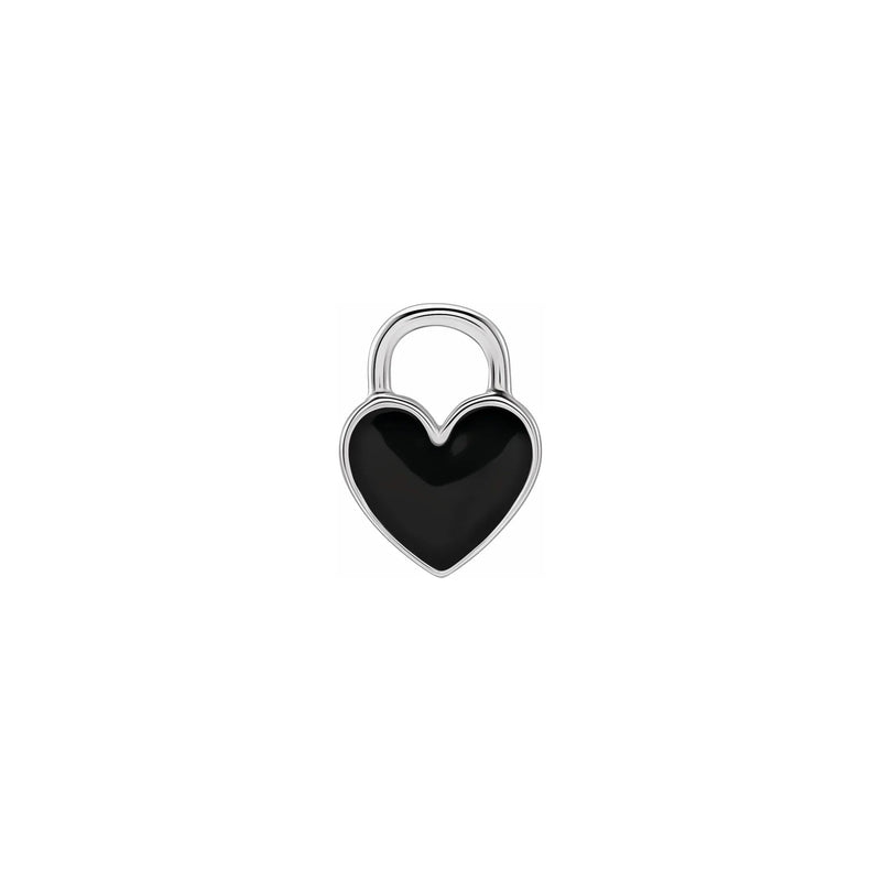 Black Heart Enameled Pendant white (14K) front - Popular Jewelry - New York