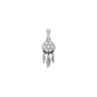 Blue Sapphire Dream Catcher Pendant white (14K) front - Popular Jewelry - New York