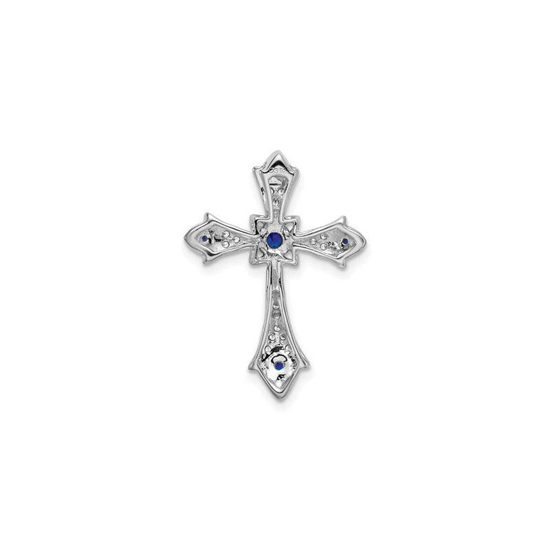 Blue Sapphire and Diamond Fleur de Lis Cross Pendant (14K) back - Popular Jewelry - New York