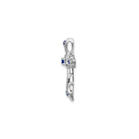 Blue Sapphire and Diamond Fleur de Lis Cross Pendant (14K) side - Popular Jewelry - New York