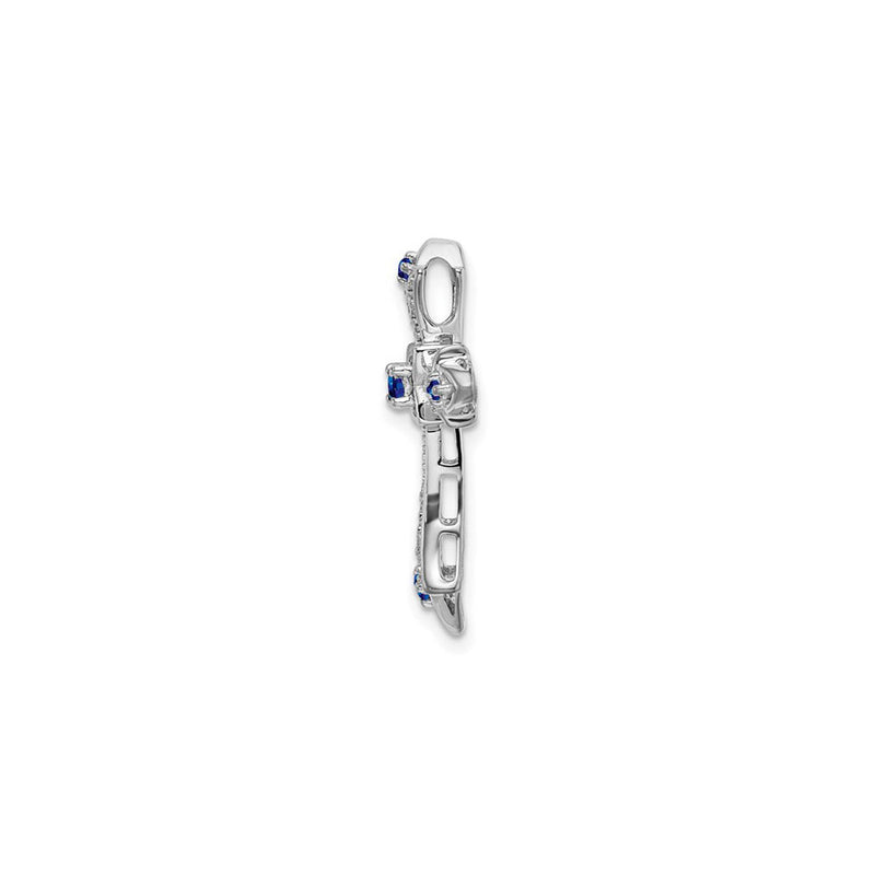Blue Sapphire and Diamond Fleur de Lis Cross Pendant (14K) side - Popular Jewelry - New York