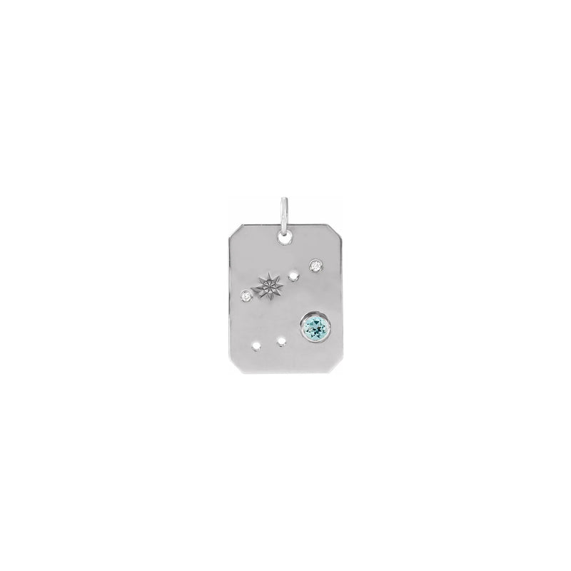Cancer Aquamarine and Diamond Zodiac Constellation Pendant white (14K) front - Popular Jewelry - New York