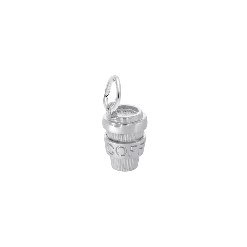 Coffee Cup Charm white (14K) front - Popular Jewelry - New York