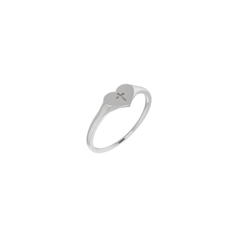 Cross Stamped Signet Pinky Ring white (14K) main - Popular Jewelry - New York