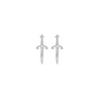 Dagger Stud Earrings white (14K) front - Popular Jewelry - New York