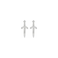 Dagger Stud Earrings na puti (14K) sa harap - Popular Jewelry - New York