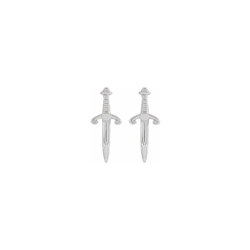 Dagger Stud Earrings white (14K) front - Popular Jewelry - New York