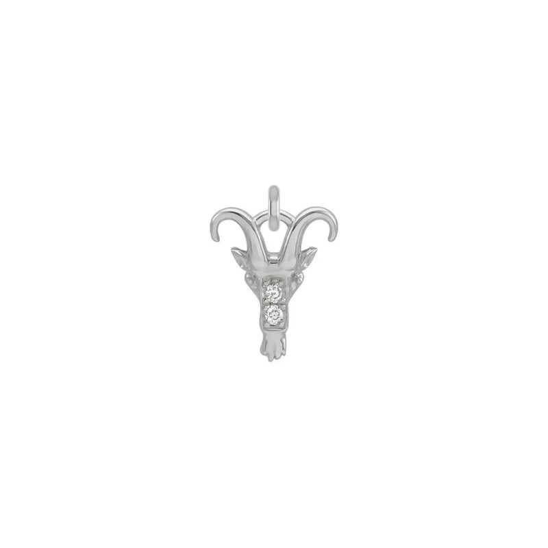 Diamond Capricorn Zodiac Pendant white (14K) front - Popular Jewelry - New York