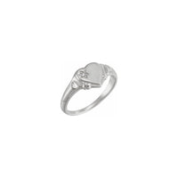 Diamond Incrusted Heart Signet Oruka funfun (14K) akọkọ - Popular Jewelry - Niu Yoki