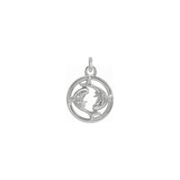 Diamond Pisces Zodiac Circle Pendant white (14K) front - Popular Jewelry - New York