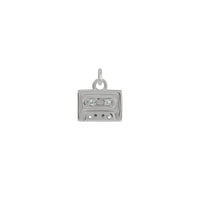 Diamond Radio Cassette Pendant white (14K) front - Popular Jewelry - New York