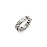 Anell d'eternitat de doble maragda i diamant rodó en diagonal blanca (14K) - Popular Jewelry - Nova York