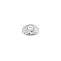 Emerald Cut Cubic Zirconia Bezel Ring putih (14K) depan - Popular Jewelry - New York