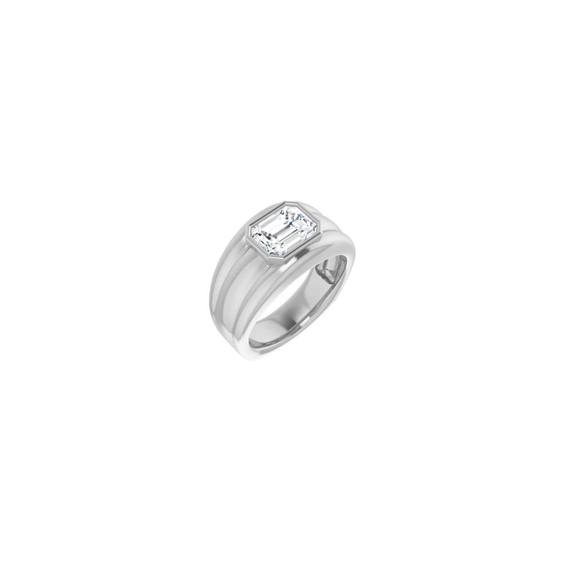Emerald Cut Cubic Zirconia Bezel Ring white (14K) main - Popular Jewelry - New York
