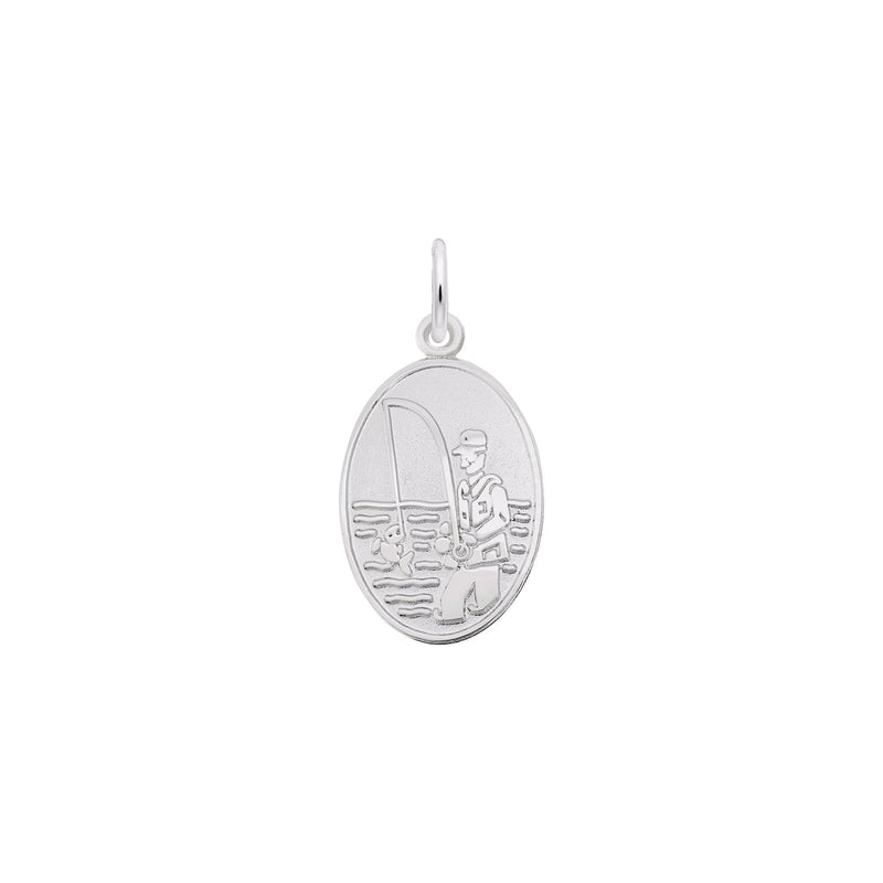 Fisherman Oval Disc Charm white (14K) main - Popular Jewelry - New York