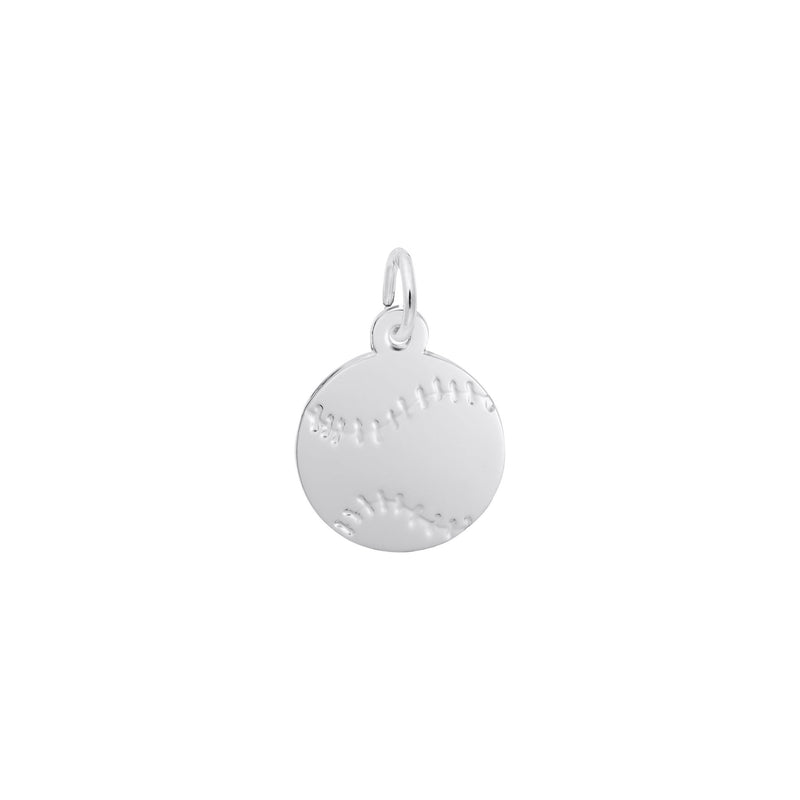 Flat Baseball Pendant white (14K) main - Popular Jewelry - New York