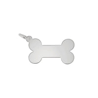 Flat Dog Bone Engravable Charm white (14K) main - Popular Jewelry - New York