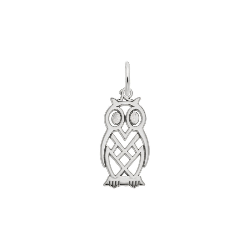 Flat Owl Charm white (14K) main - Popular Jewelry - New York