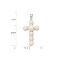 Freshwater Pearl Cross Pendant (14K) scale - Popular Jewelry - Novjorko