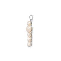 Freshwater Pearl Cross Pendant (14K) side - Popular Jewelry - Novjorko