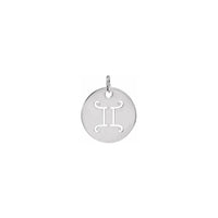 Gemini Zodiac Symbol Disc Pendant white (14K) front - Popular Jewelry - New York