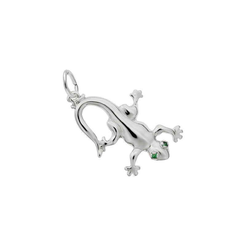 Green-Eyed Gecko Charm white (14K) main - Popular Jewelry - New York