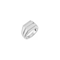 Grooved Rectangle Signet Ring white (14K) main - Popular Jewelry - New York