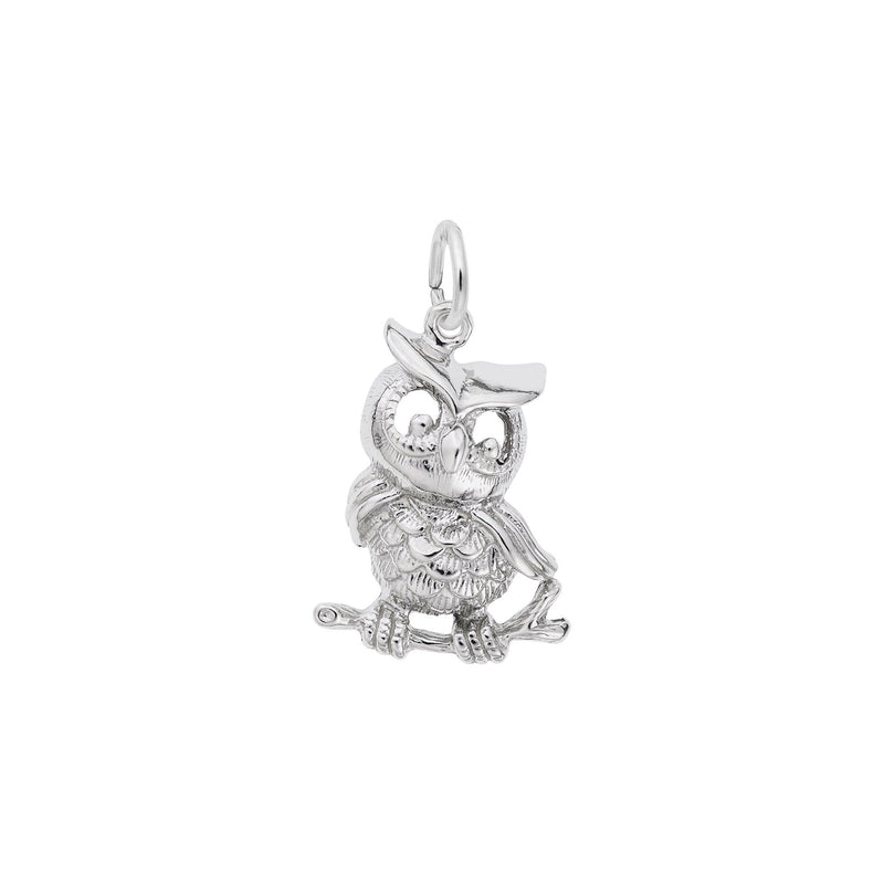Horned Owl Charm white (14K) main - Popular Jewelry - New York