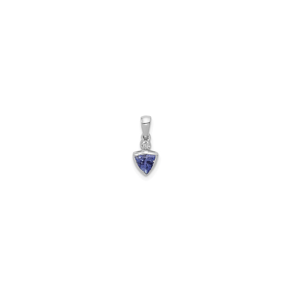 Inverted Trillion Tanzanite and Diamond Pendant (14K) front - Popular Jewelry - New York