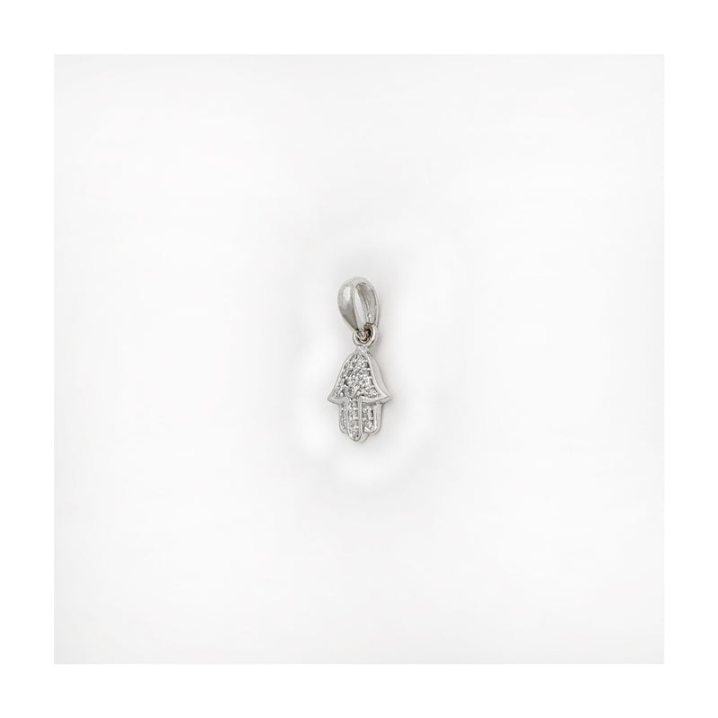 Mini Hamsa Diamond Pendant white (14K) side - Popular Jewelry - New York