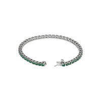 Natural Round Emerald Line Bracelet white (14K) lock - Popular Jewelry - New York