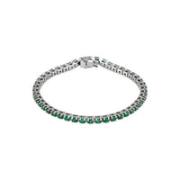 Natural Round Emerald Line Bracelet white (14K) main - Popular Jewelry - New York