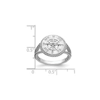 Anell de corda de brúixola nàutica escala blanca (14K) - Popular Jewelry - Nova York