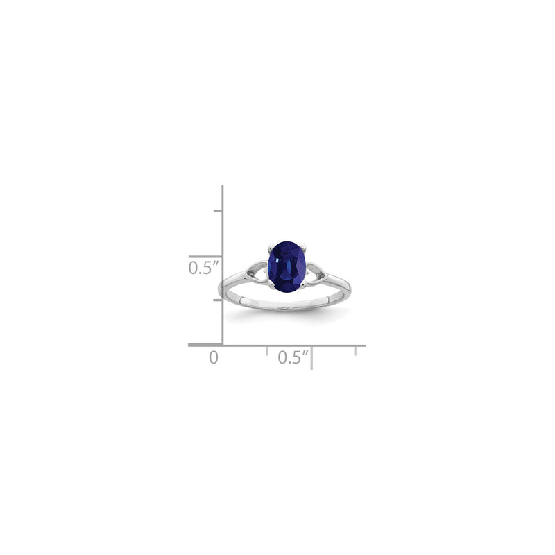 Oval Blue Sapphire Heart Accent Ring (14K) scale - Popular Jewelry - New York