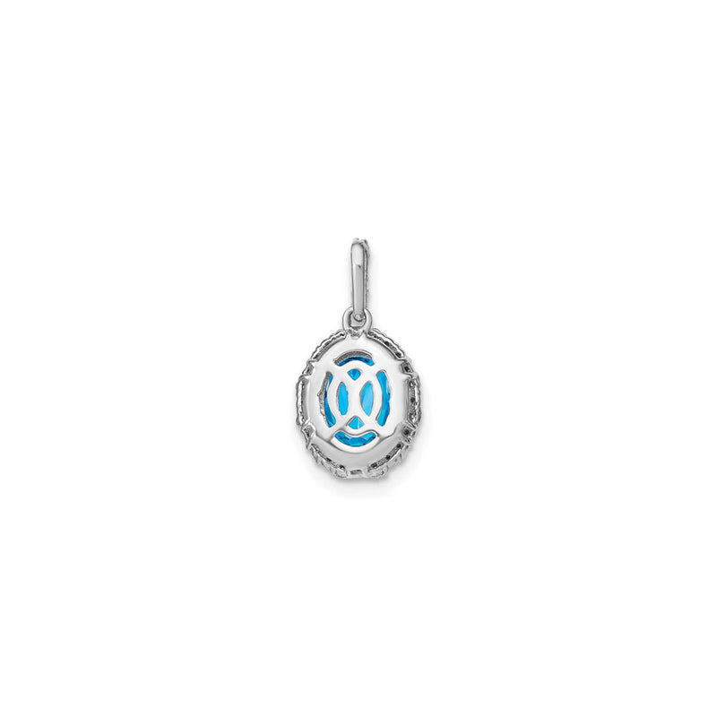 Oval Blue Topaz Diamond Halo Pendant (14K) back - Popular Jewelry - New York