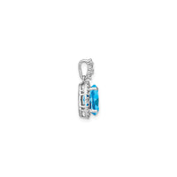 Oval Blue Topaz Diamond Halo Pendant (14K) gefen - Popular Jewelry - New York