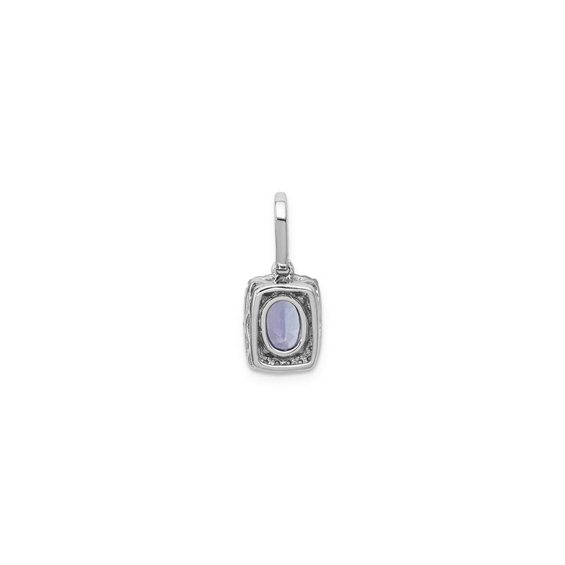 Oval Tanzanite and Diamond Rectangular Halo Pendant (14K) back  - Popular Jewelry - New York