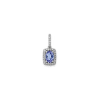 Penjoll halo rectangular oval de tanzanita i diamant (14K) davant - Popular Jewelry - Nova York