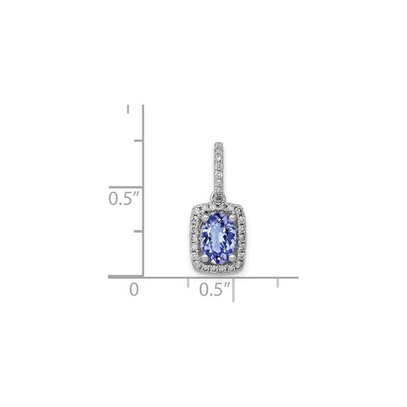 Oval Tanzanite and Diamond Rectangular Halo Pendant (14K) scale - Popular Jewelry - New York