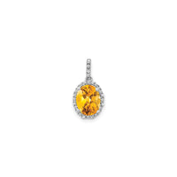 Oval Yellow Citrine Diamond Halo Pendant (14K) front - Popular Jewelry - New York