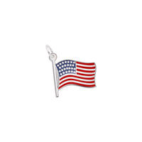 Obojeni šarm američke zastave bijeli (14K) glavna - Popular Jewelry - New York