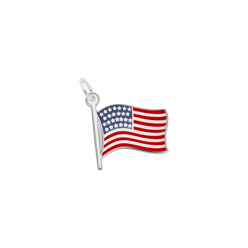 Painted American Flag Charm white (14K) main - Popular Jewelry - New York