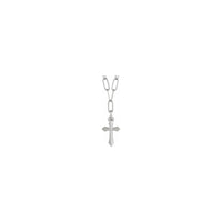 Passion Cross Paperclip Necklace (white 14K) front - Popular Jewelry - New York