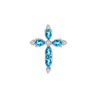 Pear-Cut Blue Topaz and Diamond Cross Pendant (14K) front - Popular Jewelry - New York