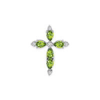 Pear-Cut Peridot and Diamond Cross Pendant (14K) front - Popular Jewelry - New York