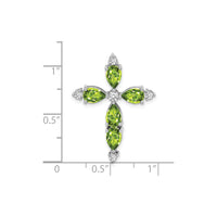 Pear-Cut Peridot and Diamond Cross Pendant (14K) scale - Popular Jewelry - New York
