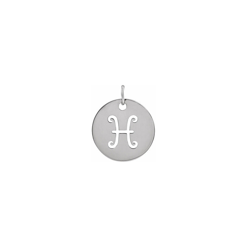 Pisces Zodiac Symbol Disc Pendant white (14K) front - Popular Jewelry - New York
